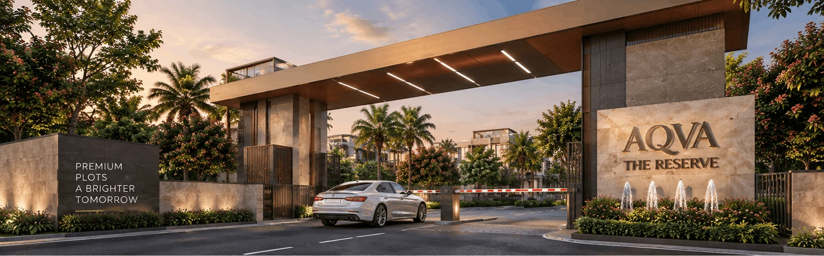 AQVA The Reserve premium gated plotted community entrance in Sector 5 Sohna
