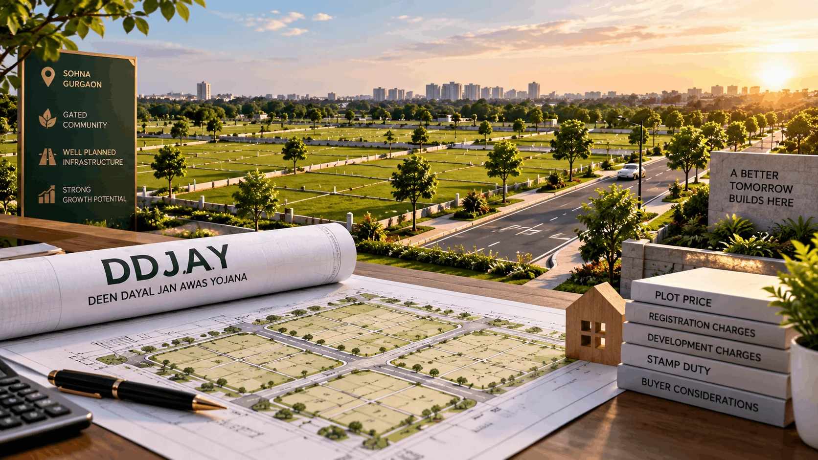 DDJAY plots in Sohna price guide covering plot cost, charges and buyer considerations